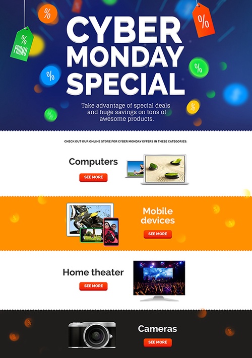 Cyber Monday Landing Page Vorlage von GetResponse