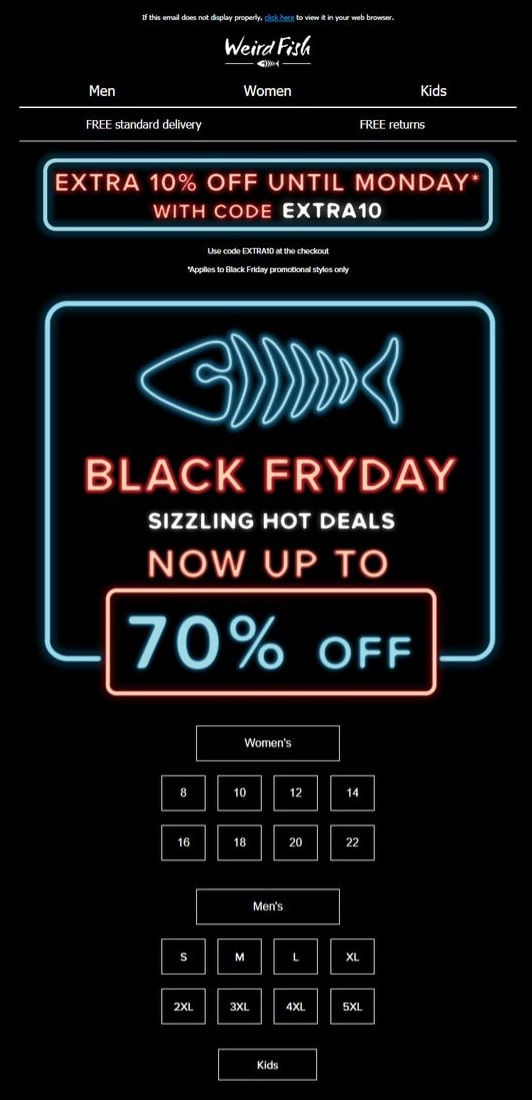 Weird Fish Black Friday Newsletter