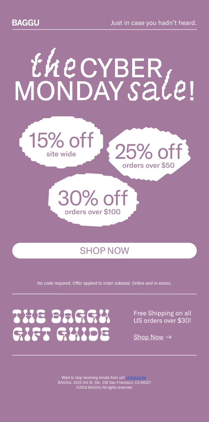 Baggu Cyber Monday Email