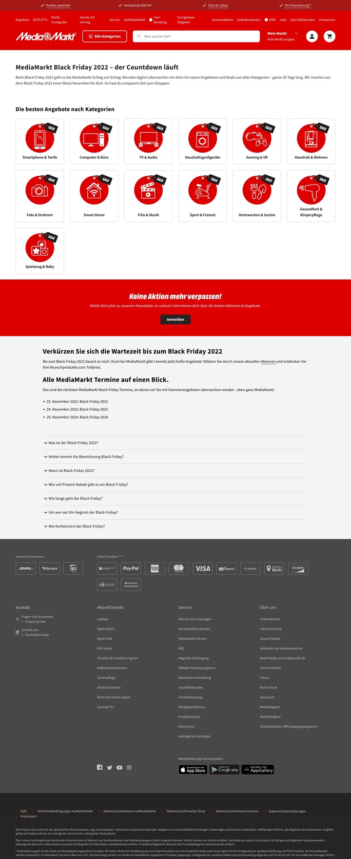 Media Markt Black Friday Landing Page