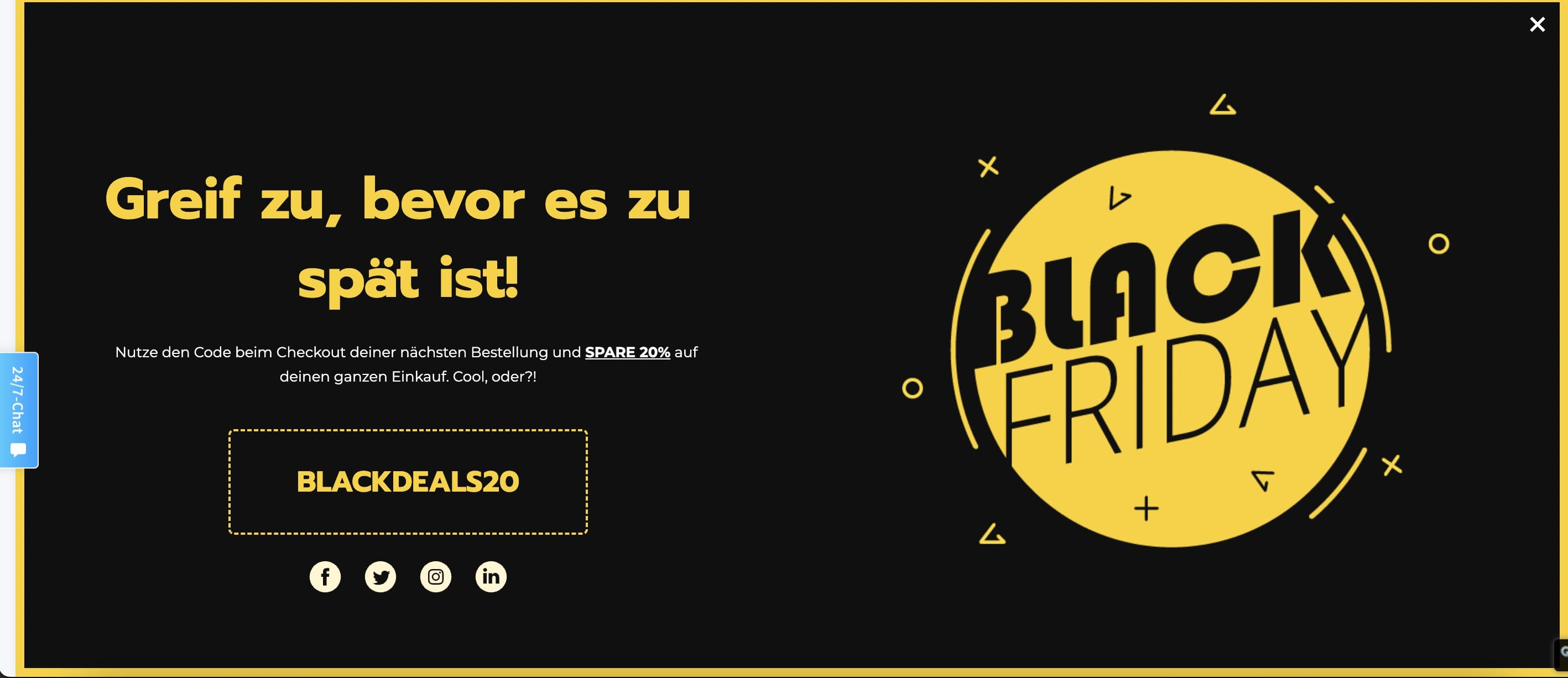 Black Friday Popup Vorlage aus GetResponse