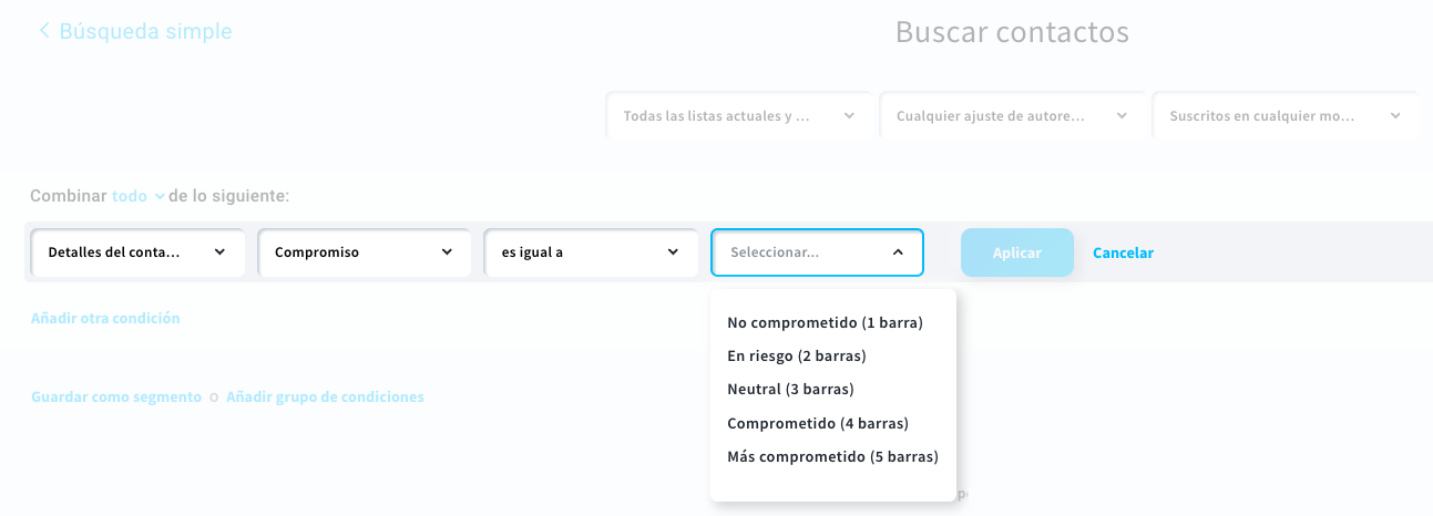 puntuación de engagement en getresponse