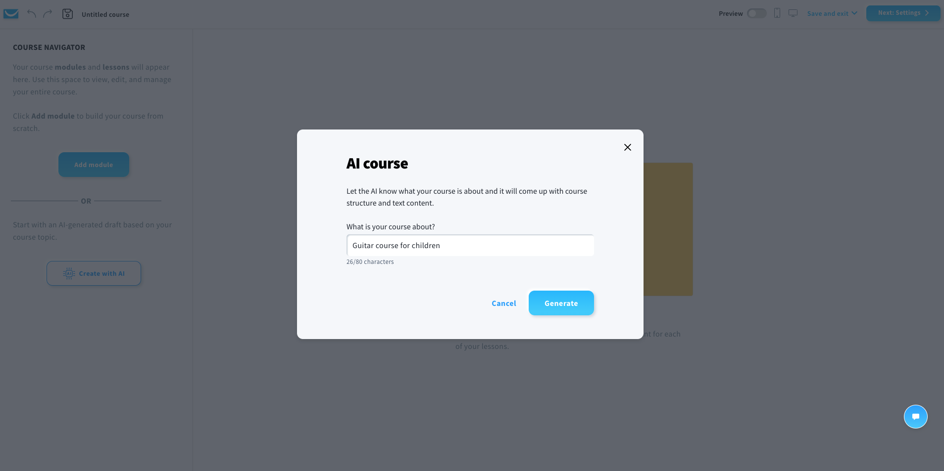 How to create an outline using AI inside the GetResponse Course Creator.