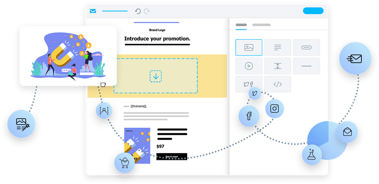 Start with an intuitive <br>email creator