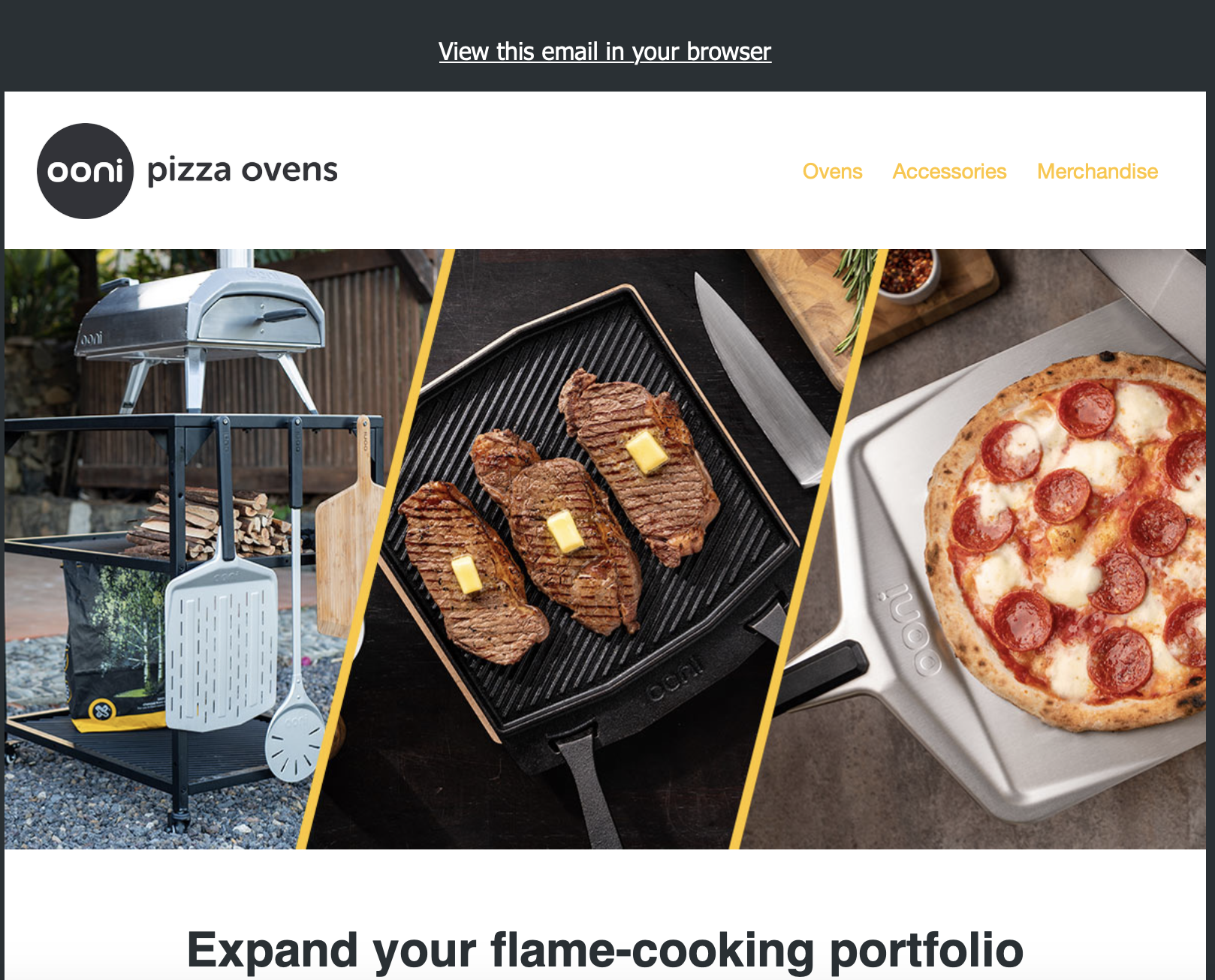 Hornos de Pizza Ooni, diseño de email compatible con la identidad de marca 