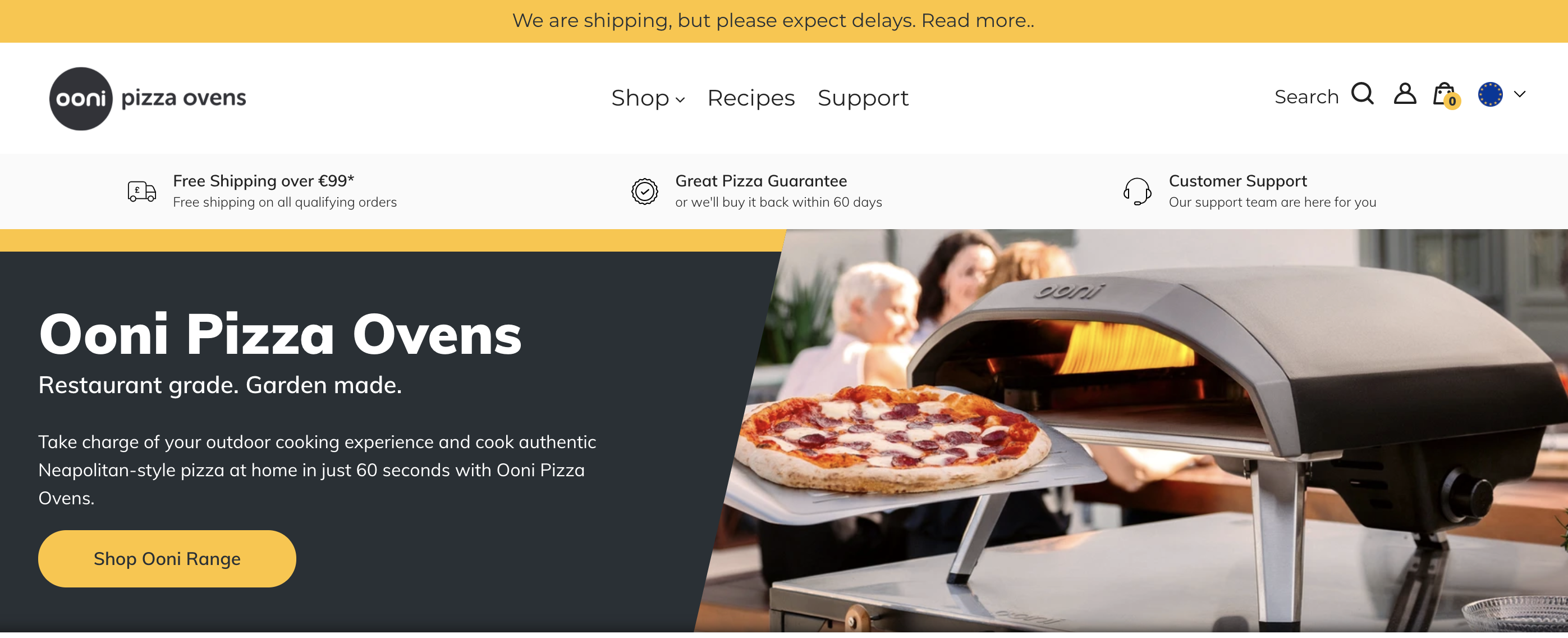 Hornos de Pizza Ooni diseño de la página web